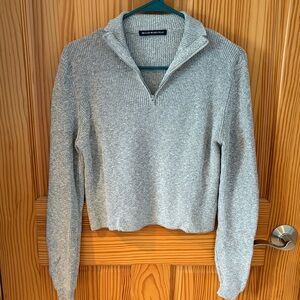 Brandy Melville Gray Quarter-Zip Sweater